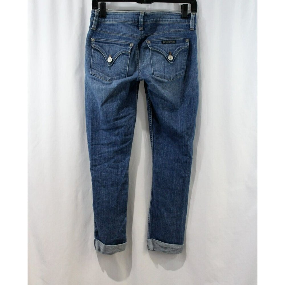 Hudson Womens Medium Wash Bacara Crop Straight Cuff Jeans 25 - Picture 4 of 6